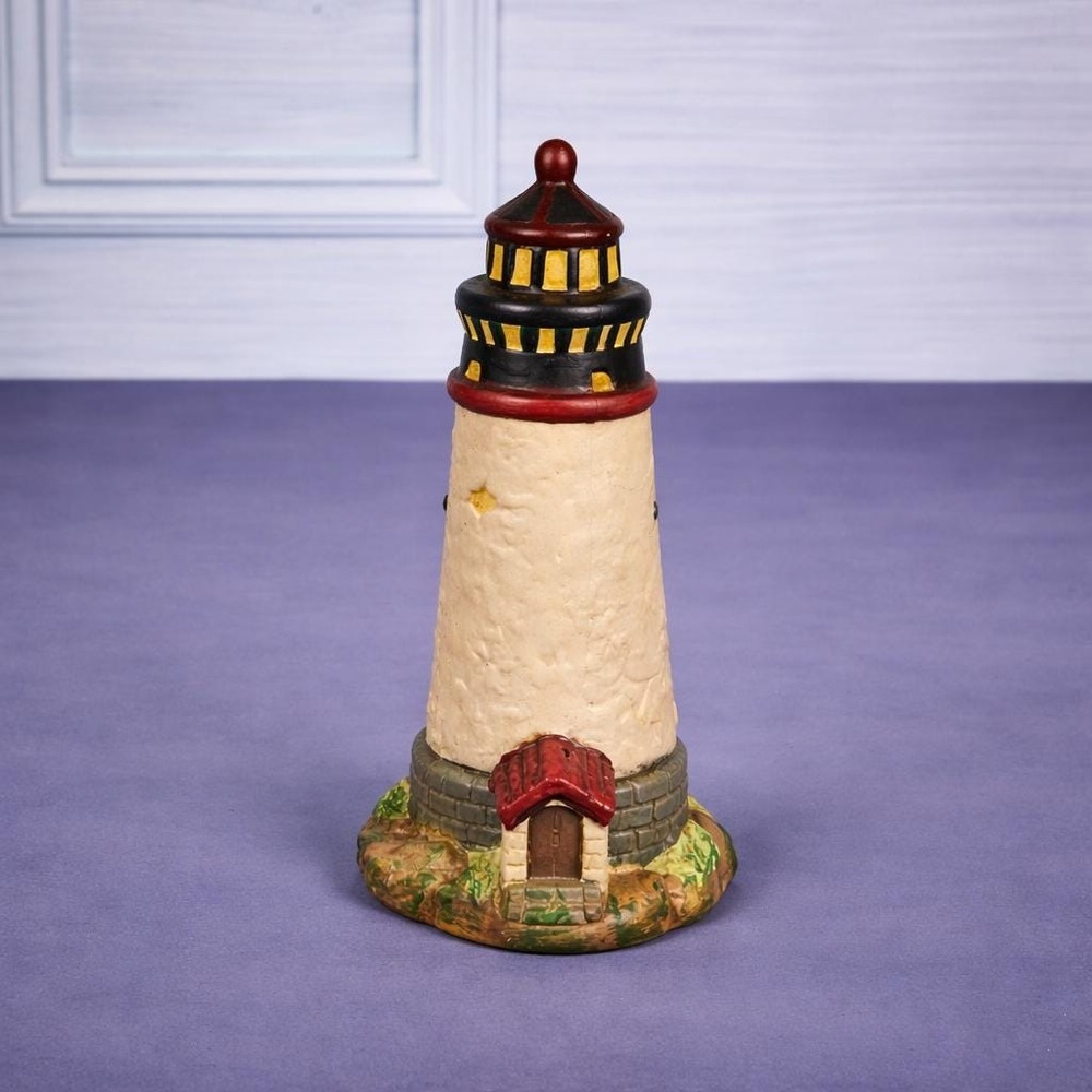 KS Collection Lighthouse Figurine Blue Brick Base Coastal Decor